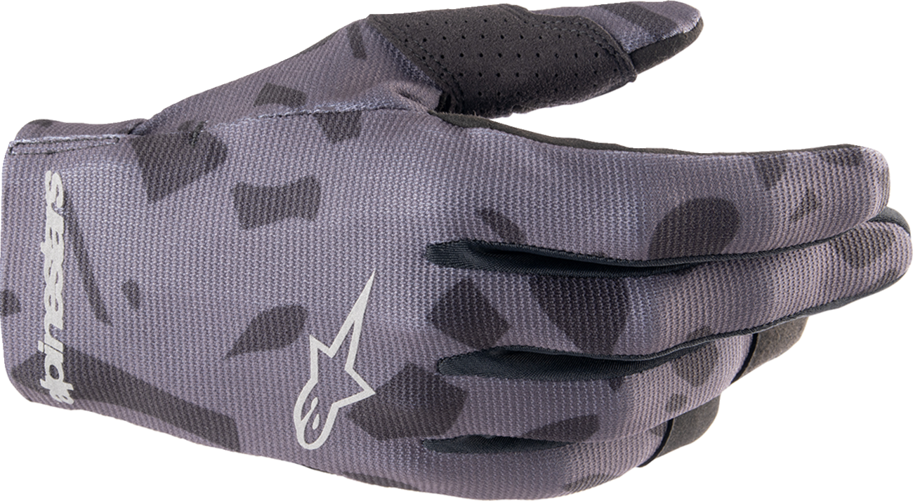 Alpinestars Youth Radar Gloves in Magnet Silver, small size, featuring protective padding and adjustable wrist closure.