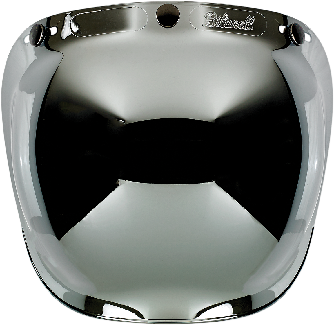 Chrome bubble shield mirror for BILTWELL helmets, motorcycle helmet parts, with reflective surface and secure mounting for 2001-221 models