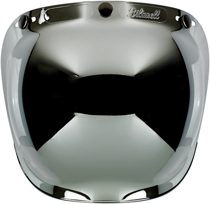 Chrome bubble shield mirror for BILTWELL helmets, motorcycle helmet parts, with reflective surface and secure mounting for 2001-221 models