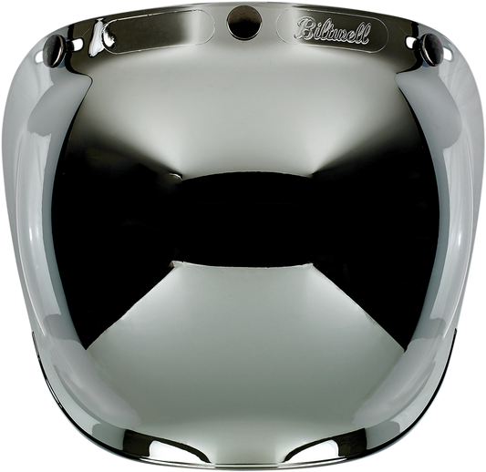 Chrome bubble shield mirror for BILTWELL helmets, motorcycle helmet parts, with reflective surface and secure mounting for 2001-221 models