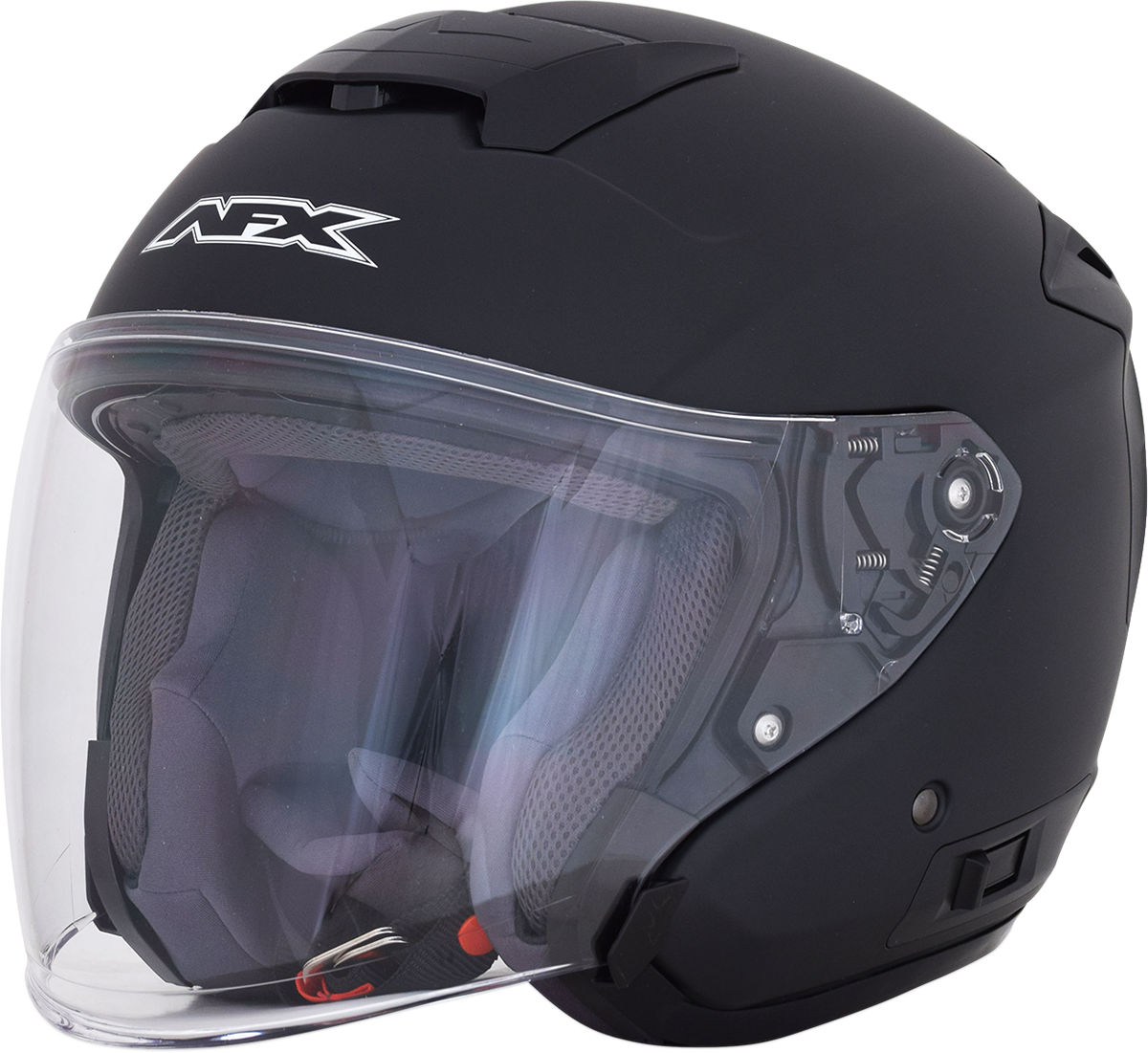 Bill's Exhausts AFX FX-60 matte black motorcycle helmet in 2XL size with sleek design and clear visor.
