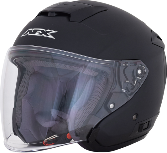 Bill's Exhausts AFX FX-60 matte black motorcycle helmet in 2XL size with sleek design and clear visor.