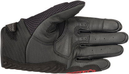 Alpinestars SMX-1 Air V2 motorcycle gloves in black and fluo red, size 3XL, with protective knuckles and breathable design.