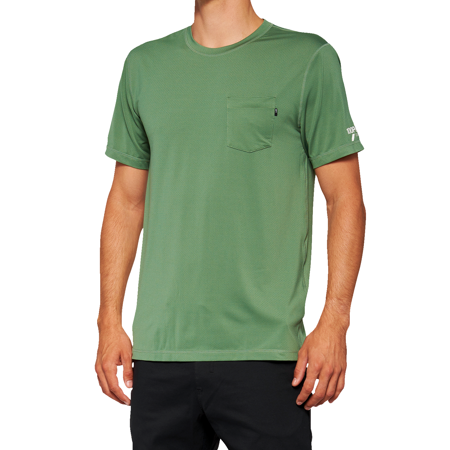Bill's Exhausts 100% Mission athletic T-shirt in olive color, small size, made from comfortable fabric.