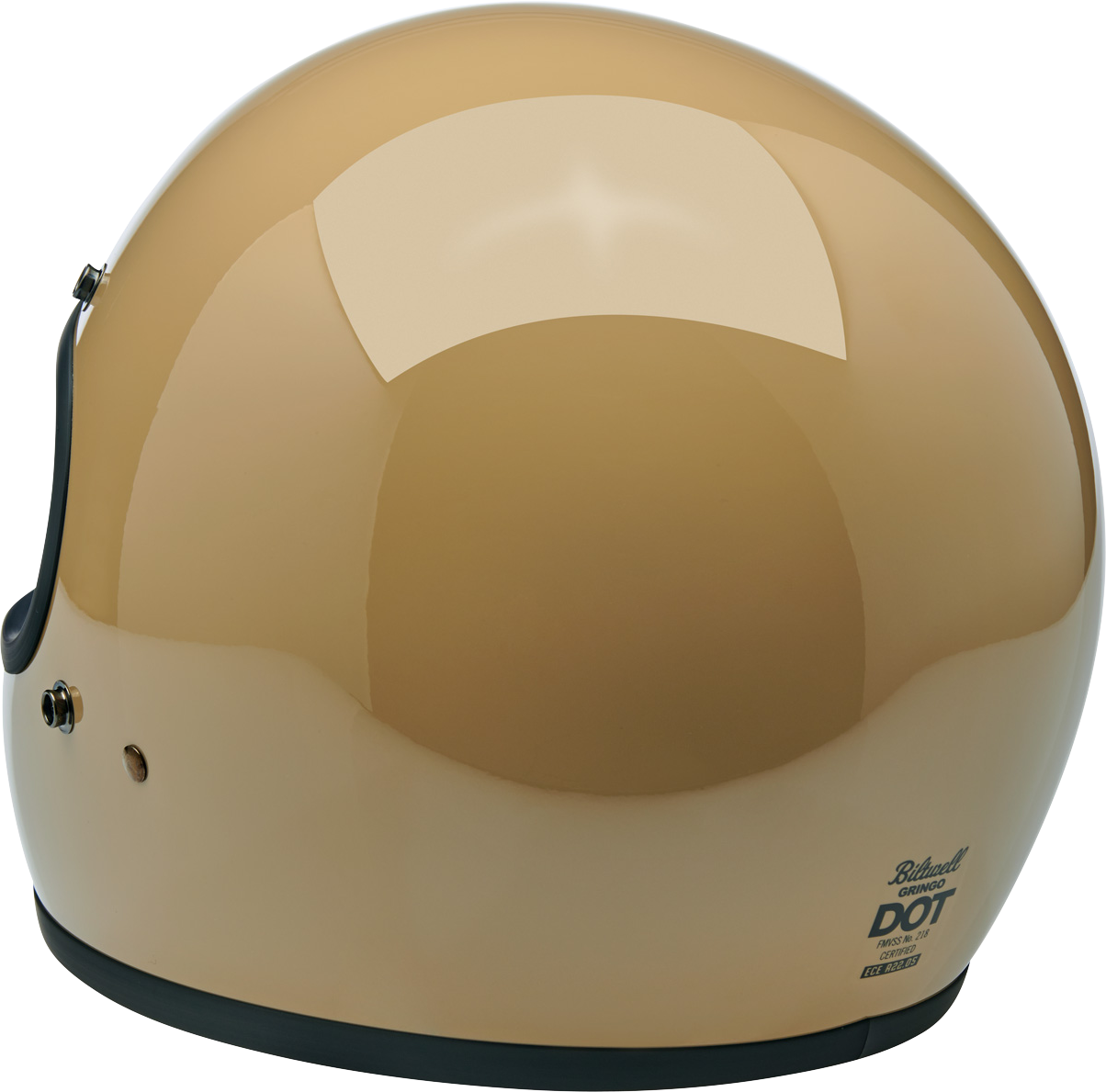 BILTWELL Gringo helmet in gloss coyote tan, XS size, showcasing its sleek motorcycle helmet design with matte finish.