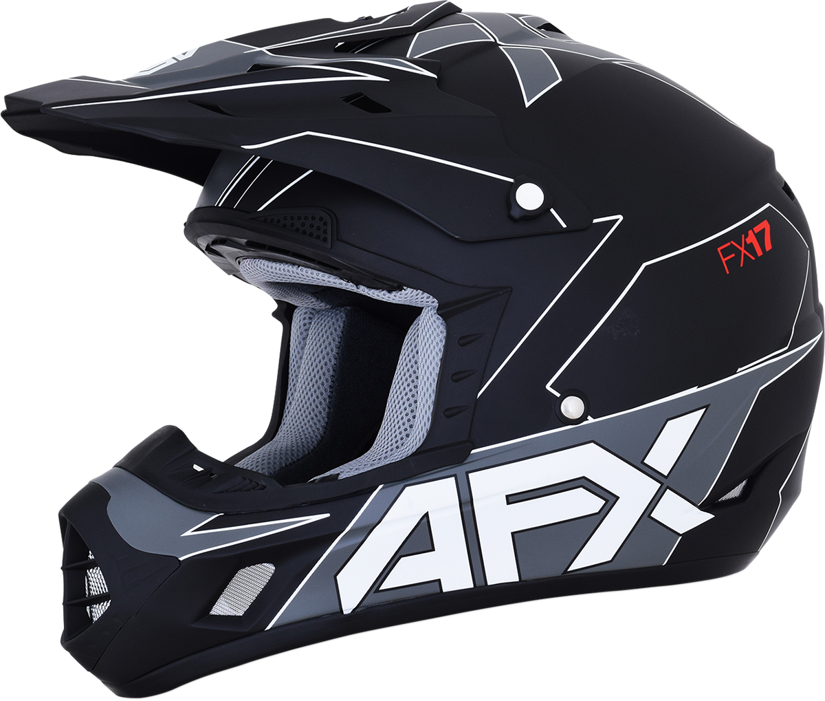 Bill's Exhausts AFX FX-17 Helmet in matte black and white, large size, with a sleek aerodynamic design and clear visor