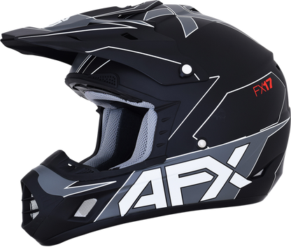 Bill's Exhausts AFX FX-17 Helmet in matte black and white, large size, with a sleek aerodynamic design and clear visor