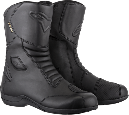 Alpinestars Web Gore-Tex motorcycle boots in black, US size 6.5, EU size 40, featuring durable waterproof design.