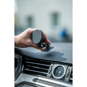 Bill's Exhausts SP CONNECT Mount for charging, adhesive mount for SPC+ device, shown attached on a vehicle or surface.