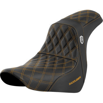 Bill's Exhausts SADDLEMEN Pro Series SDC performance motorcycle seat with gold stitching, without backrest, for FL/FX 2018-2020 models