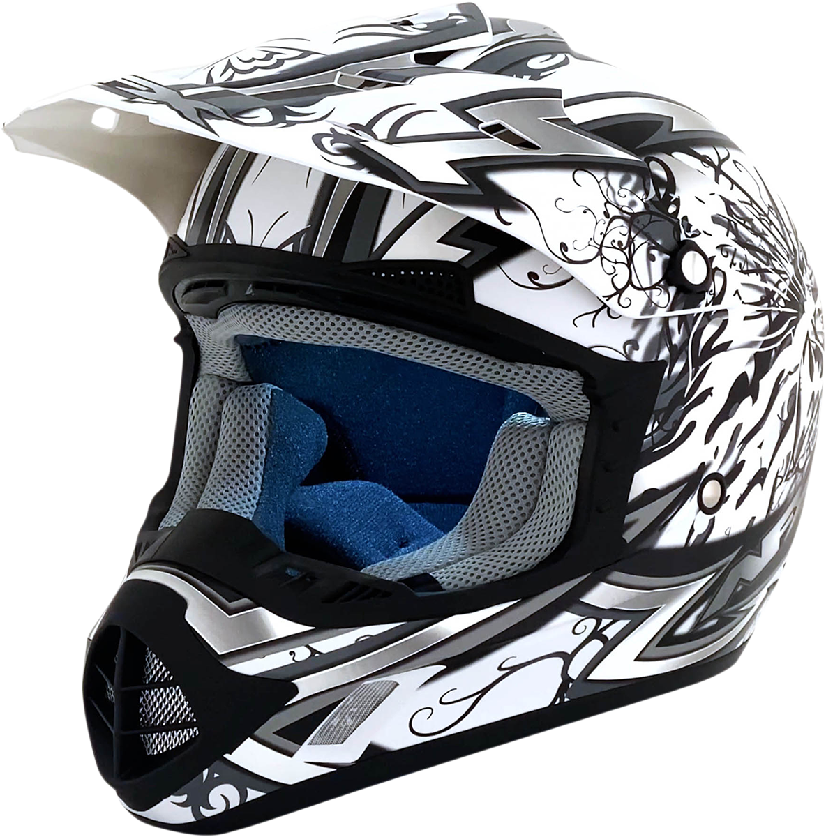 Bill's Exhausts AFX FX-17 Butterfly helmet in matte white, medium size, with sleek aerodynamic design and secure strap closure.