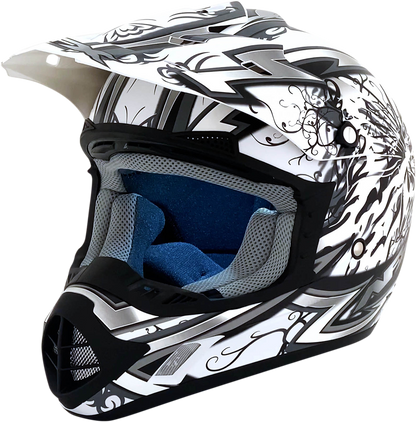 Bill's Exhausts AFX FX-17 Butterfly helmet in matte white, medium size, with sleek aerodynamic design and secure strap closure.