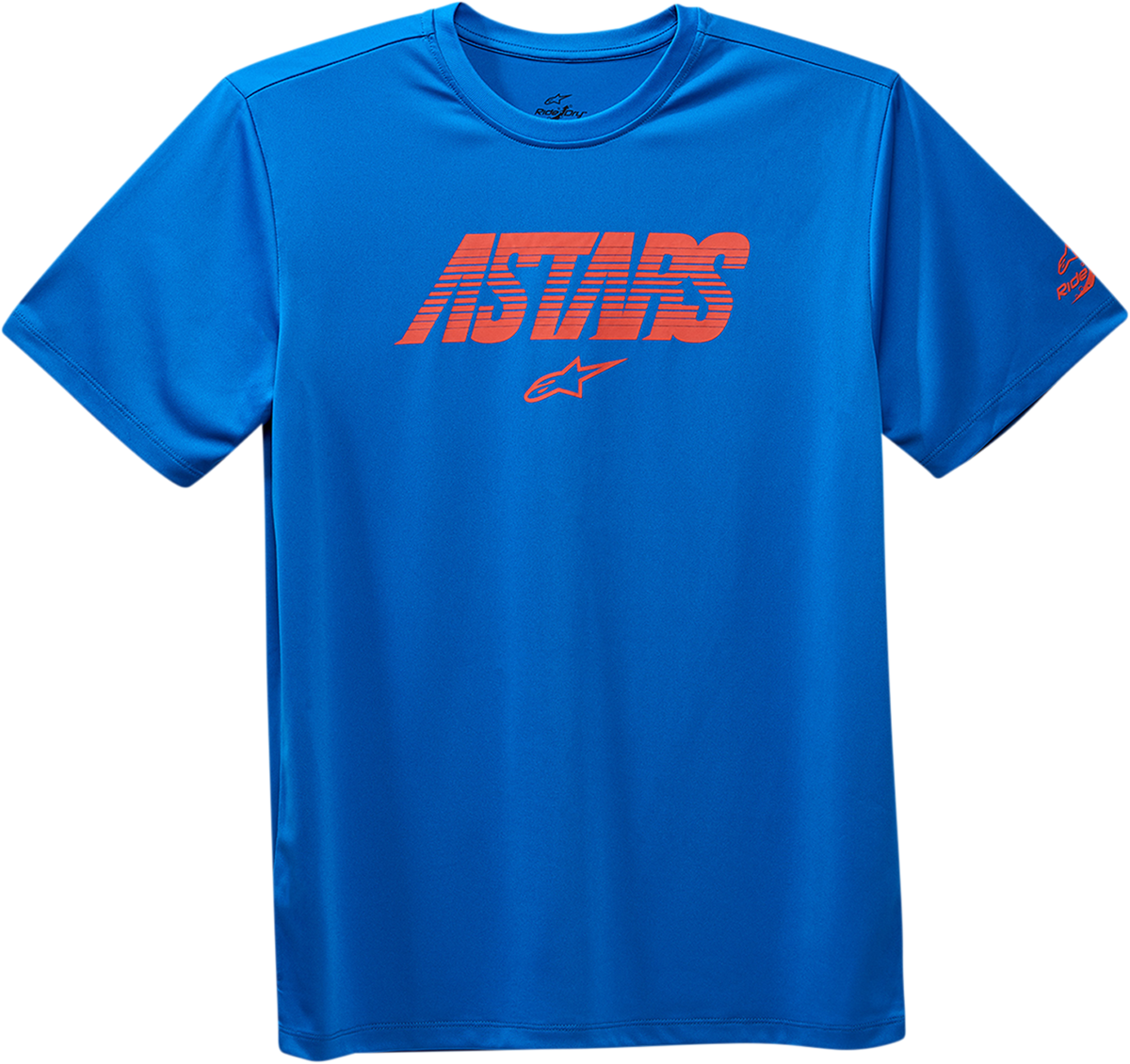 Bright blue Alpinestars Tech Angle Premium T-Shirt in medium size, showcasing the stylish design and comfortable fit.