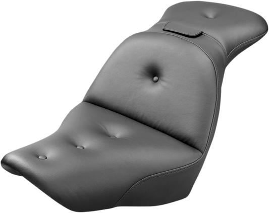 SADDLEMEN Explorer Road Sofa Seat by Bill's Exhausts, motorcycle seat with black finish and ergonomic design for touring bikes.