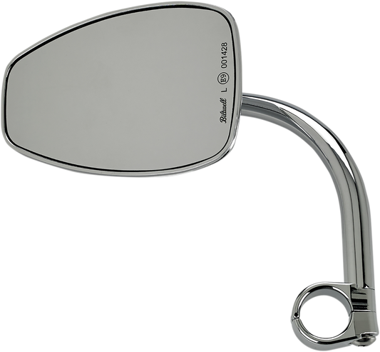 Chrome Tear Drop motorcycle mirror with mount by BILTWELL, featuring a sleek, reflective surface and stylish tear drop shape.