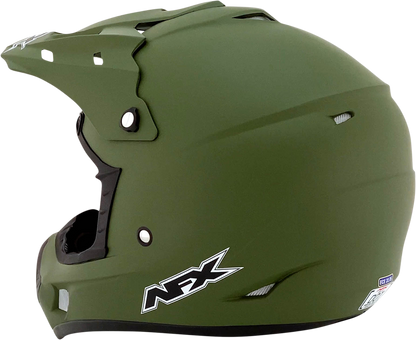Bill's Exhausts AFX FX-17 Helmet in flat olive drab, 2XL size, featuring matte finish and adjustable strap for motorcycle riding.