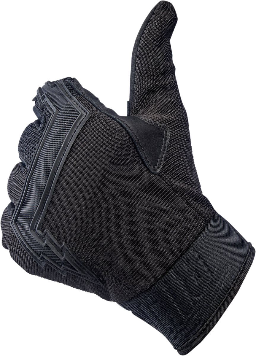 Black BILTWELL Baja Gloves in 2XL size, featuring rugged design and reinforced palms for motorcycle riding.