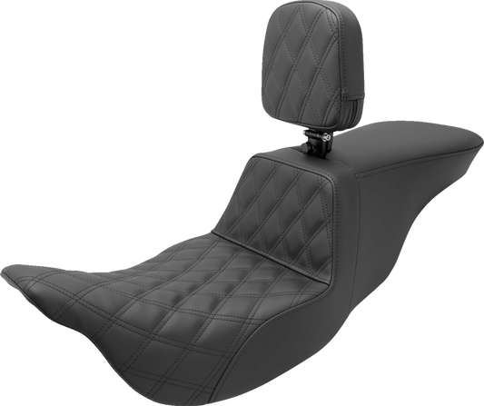 SADDLEMEN Tour Step Up Seat - Rider Backrest - Rider Lattice Stitch - FL '08-'22 808-07B-192BR - Howling Moto
