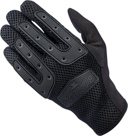 Black BILTWELL Anza gloves in large size, featuring durable material and sleek design, perfect for motorcycle riding.