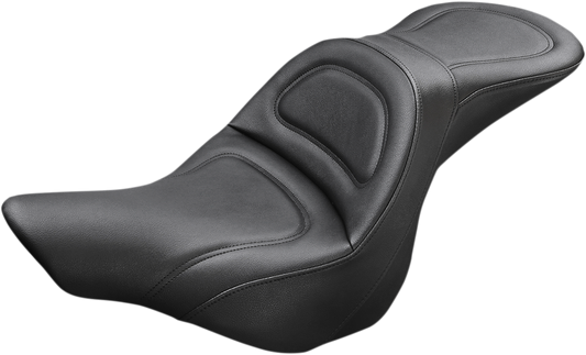 SADDLEMEN Explorer Seat for Harley FXSD 2013-2017, motorcycle seat by Bill's Exhausts, shown from side view with textured surface