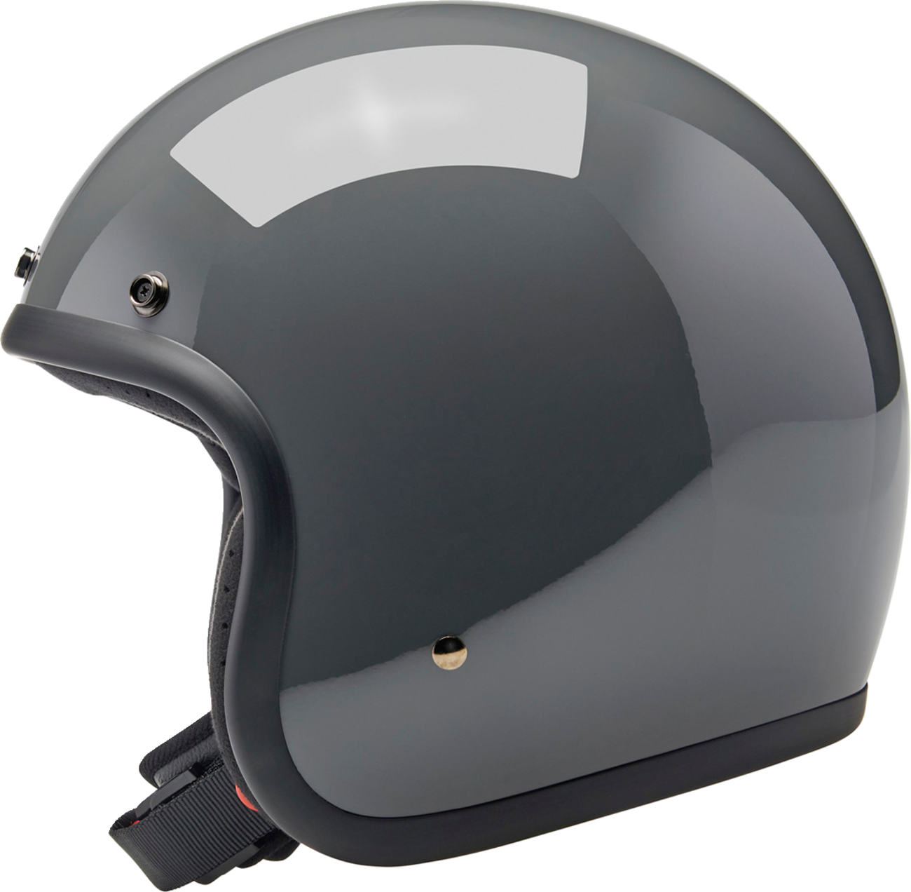 Gloss Storm Gray Biltwell Bonanza helmet in small size, featuring a smooth finish and classic retro motorcycle helmet design.