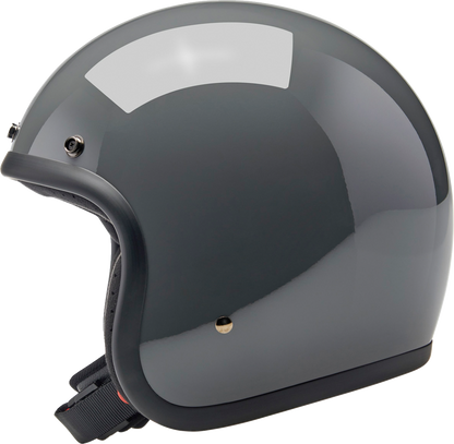 Gloss Storm Gray Biltwell Bonanza helmet in small size, featuring a smooth finish and classic retro motorcycle helmet design.