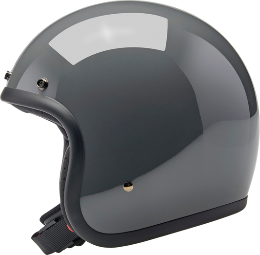 Gloss Storm Gray Biltwell Bonanza helmet in small size, featuring a smooth finish and classic retro motorcycle helmet design.