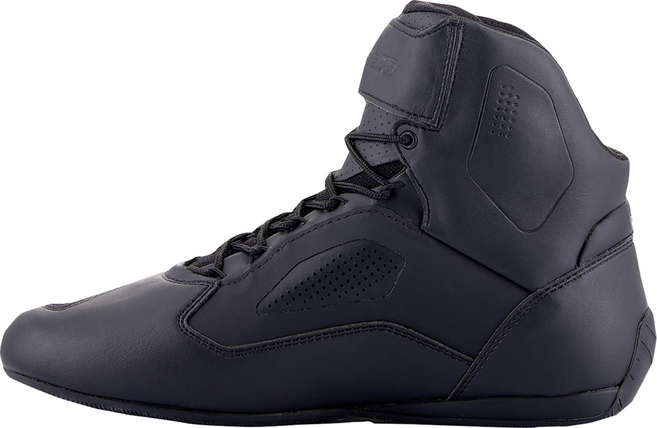 Alpinestars Faster-3 Rideknit® shoes in black, gray, and red, US size 10, featuring sporty design and breathable material.