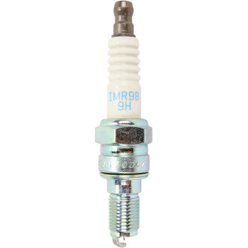 NGK IMR9B-9H Laser Iridium Spark Plug with fine iridium tip for durability, shown close-up of spark plug for automotive engine use
