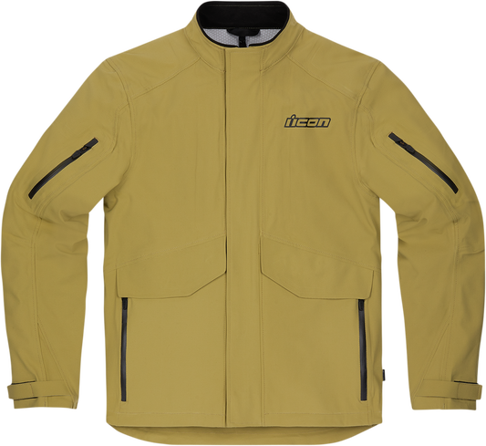 Bill's Exhausts ICON Stormhawk CE jacket in tan, 2XL size, featuring durable fabric and protective design for motorcycle riding.