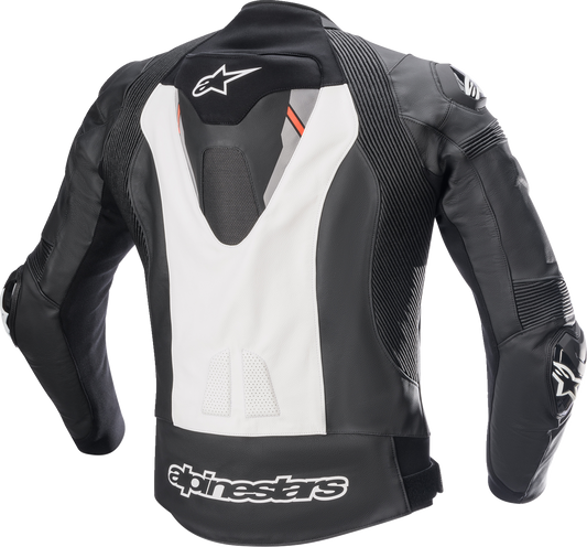 Black and white ALPINESTARS Missile Ignition V2 motorcycle jacket with armor details, size US 38 / EU 48, front view.