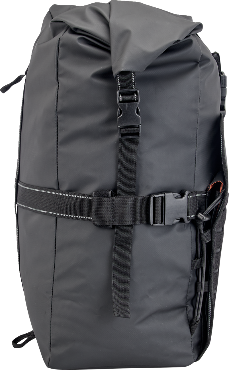 Black BILTWELL EXFIL-60 Dry Bag Gen 2 with roll-top closure and adjustable strap, designed for secure moisture protection.