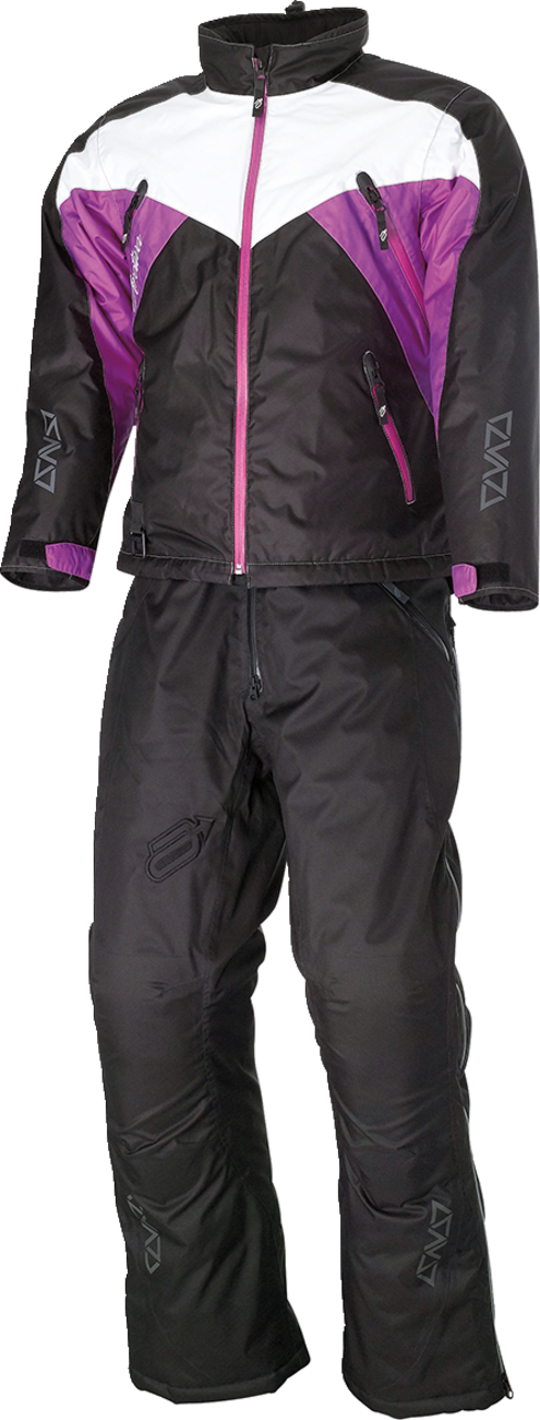 Bill's Exhausts ARCTIVA Women's Pivot 6 Jacket in black, purple, and white, size XL, shown with front view and zip closure.