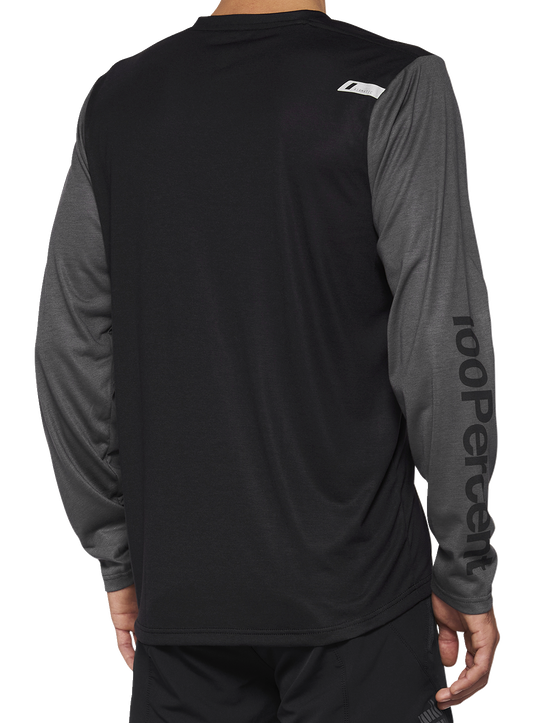 Black Bill's Exhausts 100% Airmatic long-sleeve jersey in medium, showing the front view with logo and fabric texture.