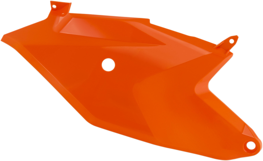 Orange Acerbis side panels for motorcycle body, featuring bold design and fitment details.