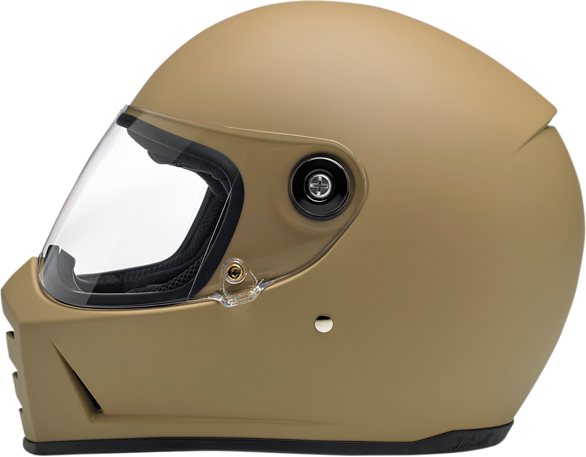 BILTWELL Lane Splitter helmet in Flat Coyote Tan, XS size, motorcycle helmet with matte finish and ventilation vents.