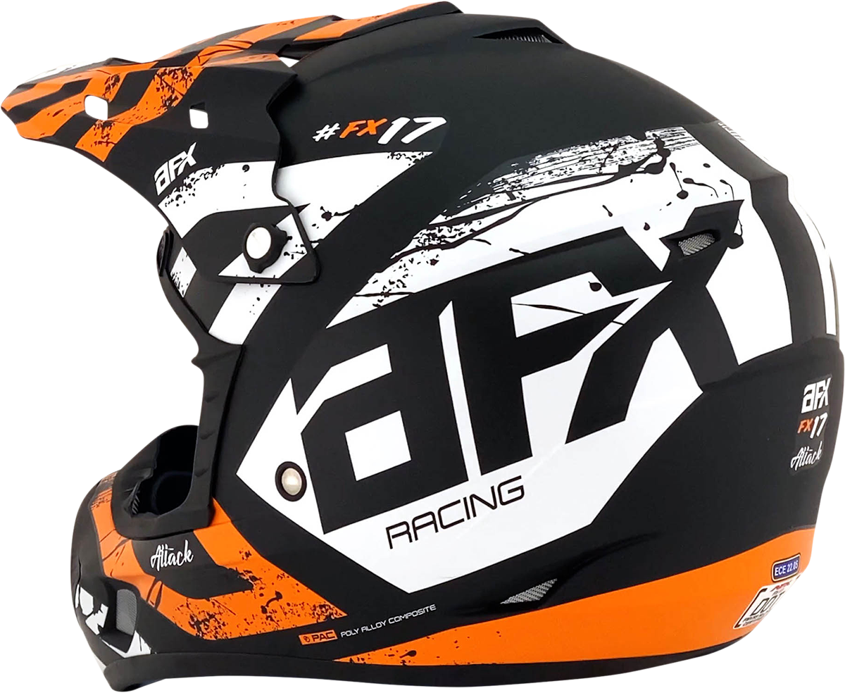 Bill's Exhausts AFX FX-17Y Attack helmet in matte black and orange, large size, with aerodynamic design and vent openings.