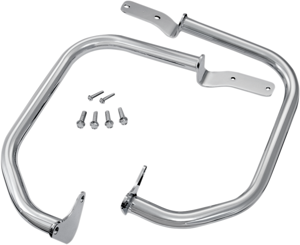 Chrome highway bars for XVS650 motorcycle, engine protection bars by Bill's Exhausts, with a shiny chrome finish.