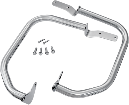 Chrome highway bars for XVS650 motorcycle, engine protection bars by Bill's Exhausts, with a shiny chrome finish.