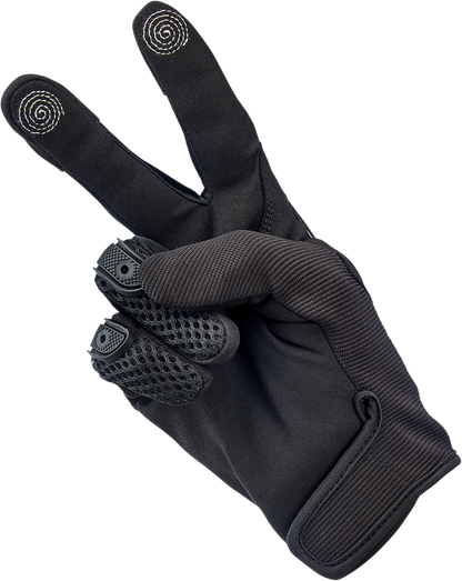 Black BILTWELL Anza Gloves in large size with textured palms and adjustable wrist straps for a secure fit.