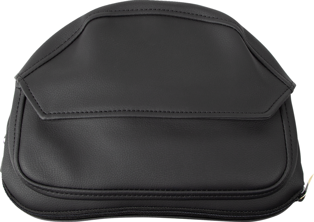 SADDLEMEN Explorer Special studded motorcycle seat with backrest for Softail models, featuring leather upholstery and detailed stud accents.