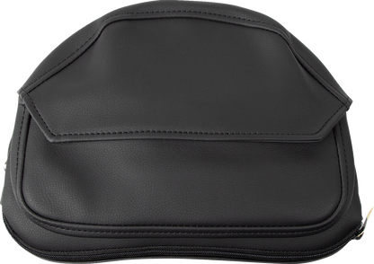 SADDLEMEN Explorer Special studded motorcycle seat with backrest for Softail models, featuring leather upholstery and detailed stud accents.