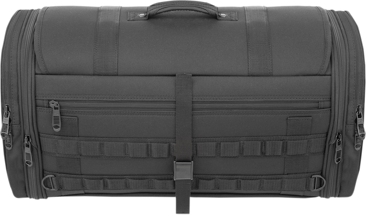 Bill's Exhausts Saddlemen TR3300 Tactical Deluxe Rack Bag seat with durable fabric and secure attachment system.