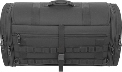 Bill's Exhausts Saddlemen TR3300 Tactical Deluxe Rack Bag seat with durable fabric and secure attachment system.