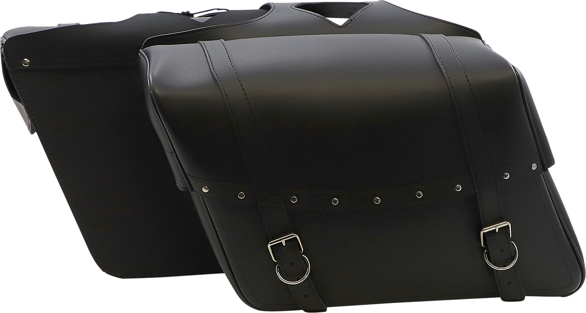 Bill's Exhausts SADDLEMEN Highwayman Rivet Slant-Style Saddlebags designed for motorcycle seats with rivet details and a sleek slant profile.
