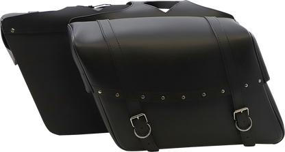 Bill's Exhausts SADDLEMEN Highwayman Rivet Slant-Style Saddlebags designed for motorcycle seats with rivet details and a sleek slant profile.