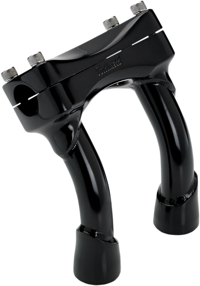Black BILTWELL Murdock 6" pullback handlebars risers for motorcycle handlebars, designed for comfortable riding position.