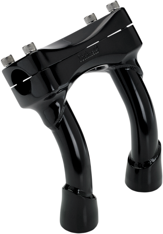 Black BILTWELL Murdock 6" pullback handlebars risers for motorcycle handlebars, designed for comfortable riding position.