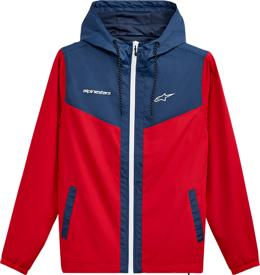 Alpinestars Plex Jacket in red and navy, 2XL size, featuring a stylish design with protective detailing and a sporty fit.