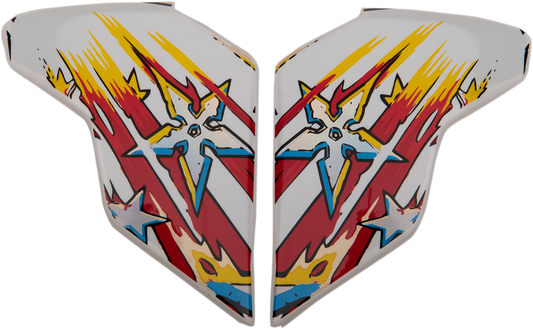 Bill's Exhausts ICON Airflite™ side plates for Freedom Spitter helmet, showcasing detailed chrome finish and aerodynamic design.